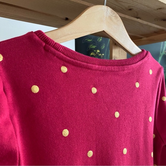 Mini Boden Red Gold Dot Long Sleeve Asymmetrical Dress 5t - Picture 9 of 11